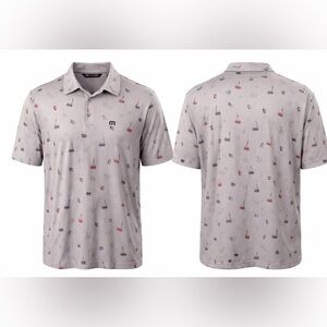 TravisMathew XL Polo Shirt Gray Patriotic Print USA Fireworks Fourth Of July